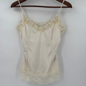 VTG The Limited Womens Beaded Lace Y2K Satin Cami Top Size S Coquette Fairy